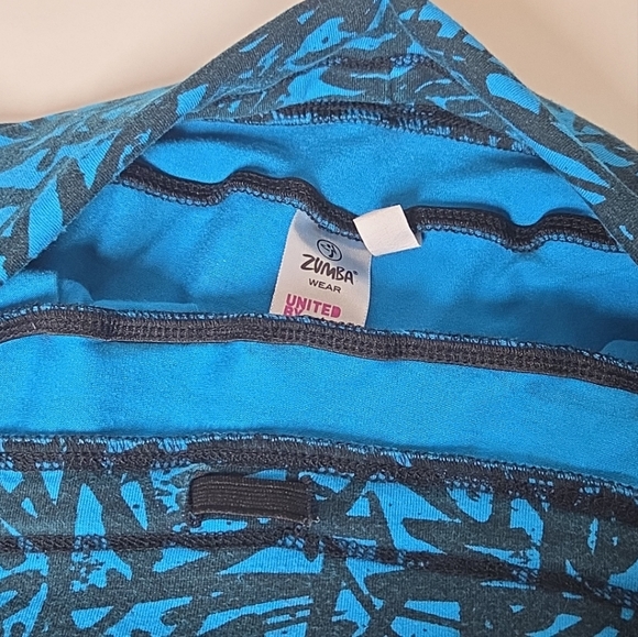 "I WANT MY ZUMBA" CROPPED HAREM "SPICY" DANCE PANTS SMALL BLUE BLACK GRAFFITI - Picture 7 of 10